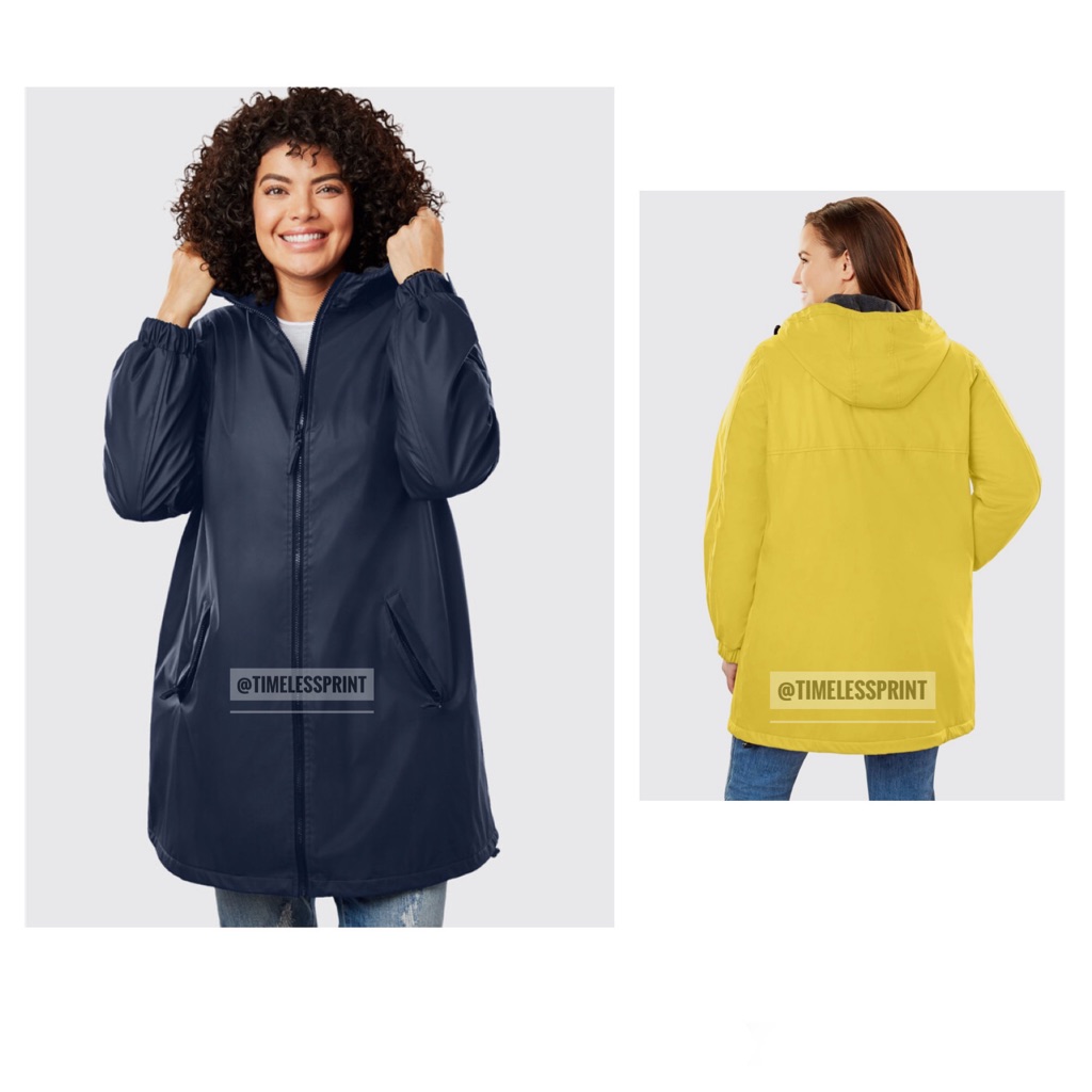 Woman Within Blue WaterRepellent Rain Coat